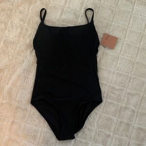 Classic Black One-Piece Swimsuit - Women's Slim Fit